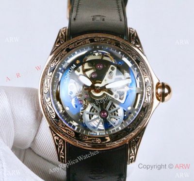 Corum Bubble Squelette 'Tattoo' Rose Gold Watch Replica Corum Watches